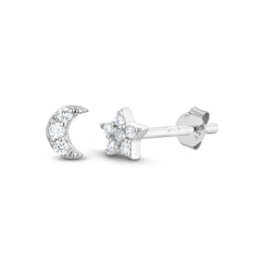 Boucles d'oreilles en Argent 925 plaqué Rhodium assemblées d'Oxyde de zirconium blanc - Maison Di Giorgio