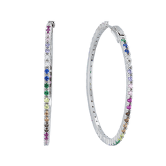 Boucles d'oreilles en Argent 925 plaqué Rhodium assemblées d'Oxyde de zirconium multicolores - Maison Di Giorgio