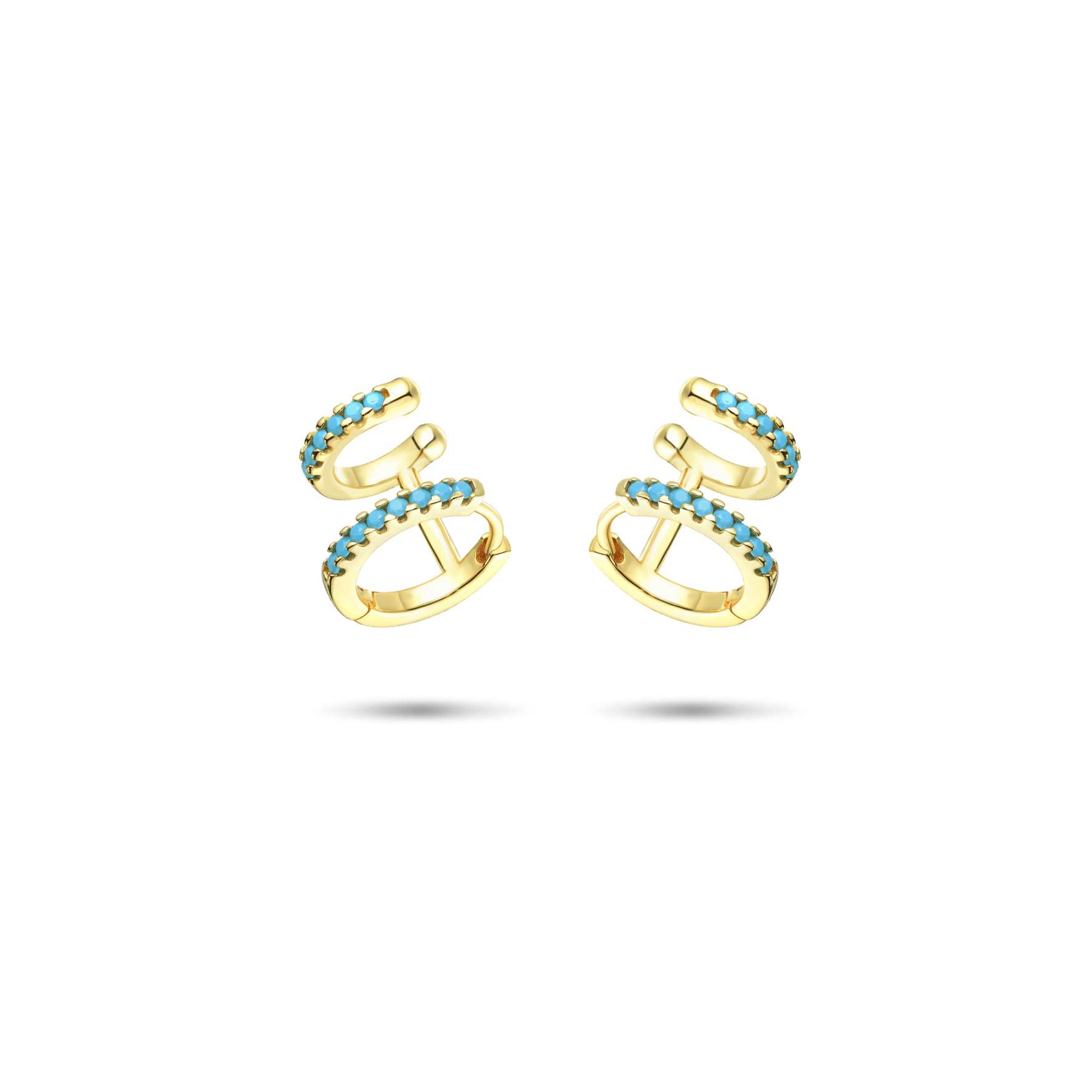 Boucles d'oreilles en Argent 925 doré Or jaune 18k assemblées de Turquoise - Maison Di Giorgio