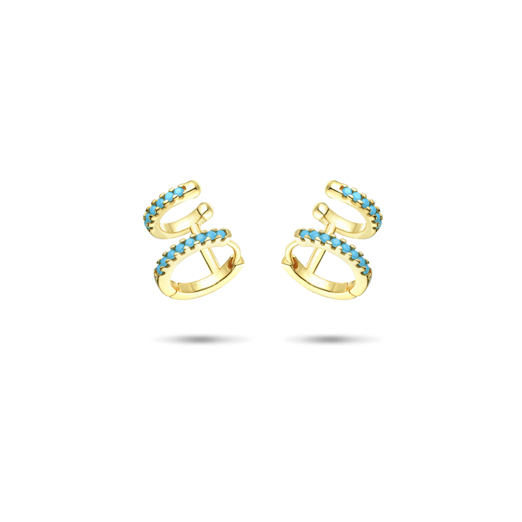 Boucles d'oreilles en Argent 925 doré Or jaune 18k assemblées de Turquoise - Maison Di Giorgio