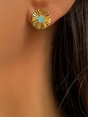 Boucles d'oreilles en Argent 925 doré Or jaune 18k assemblées de Amazonite verte - Maison Di Giorgio