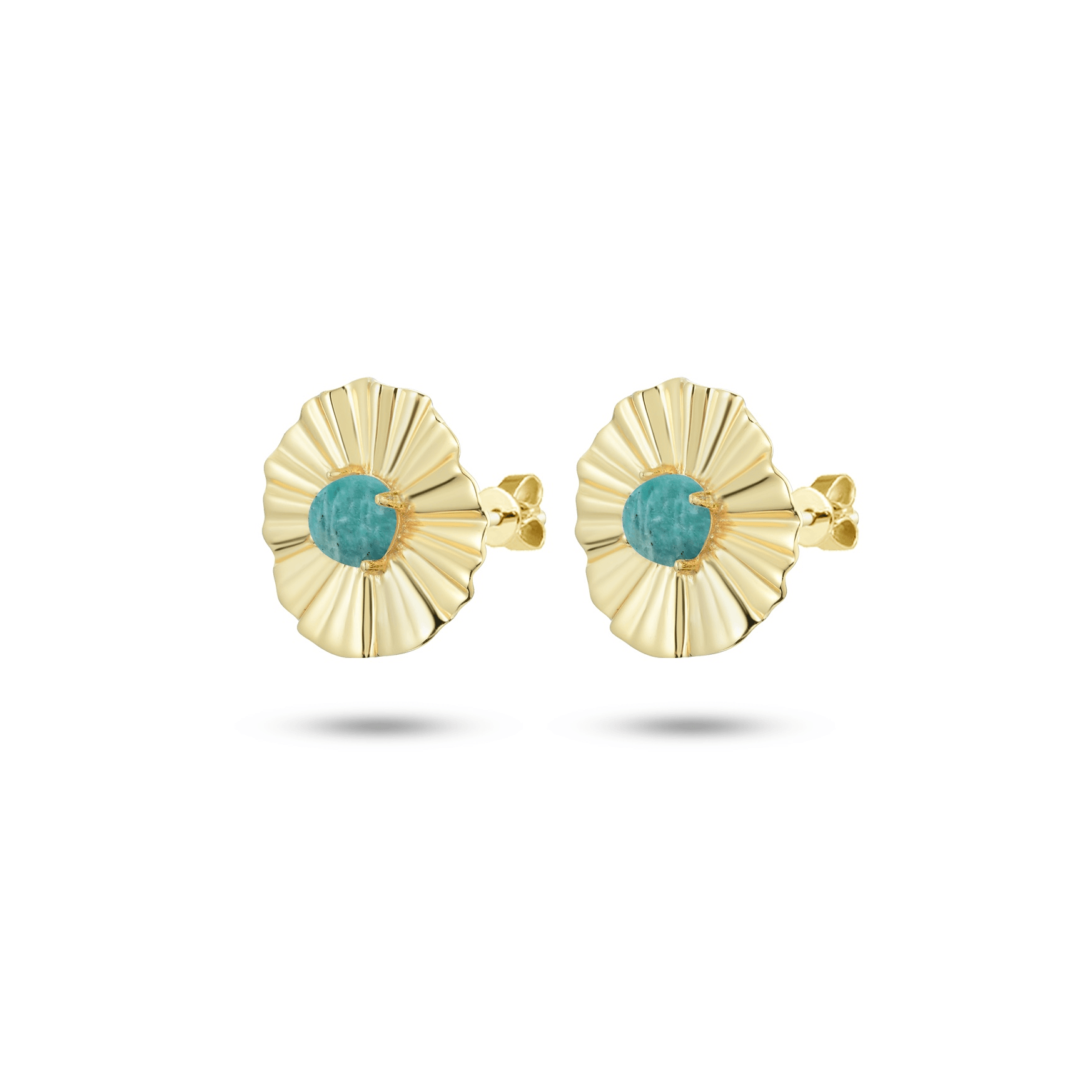 Boucles d'oreilles en Argent 925 doré Or jaune 18k assemblées de Amazonite verte - Maison Di Giorgio