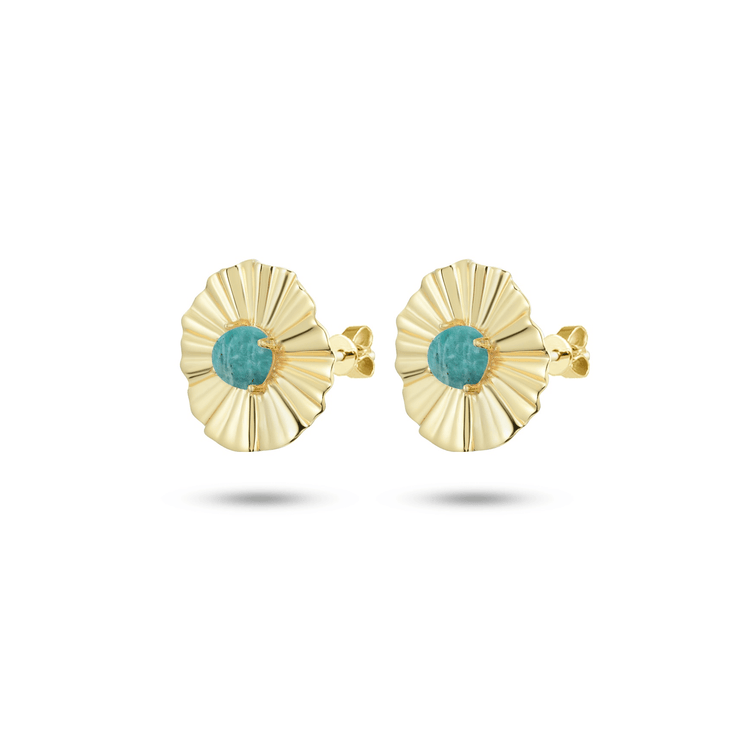 Boucles d'oreilles en Argent 925 doré Or jaune 18k assemblées de Amazonite verte - Maison Di Giorgio