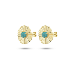Boucles d'oreilles en Argent 925 doré Or jaune 18k assemblées de Amazonite verte - Maison Di Giorgio