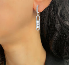 Boucles d'oreilles en Argent 925 assemblées d'Oxyde de zirconium blanc - Maison Di Giorgio
