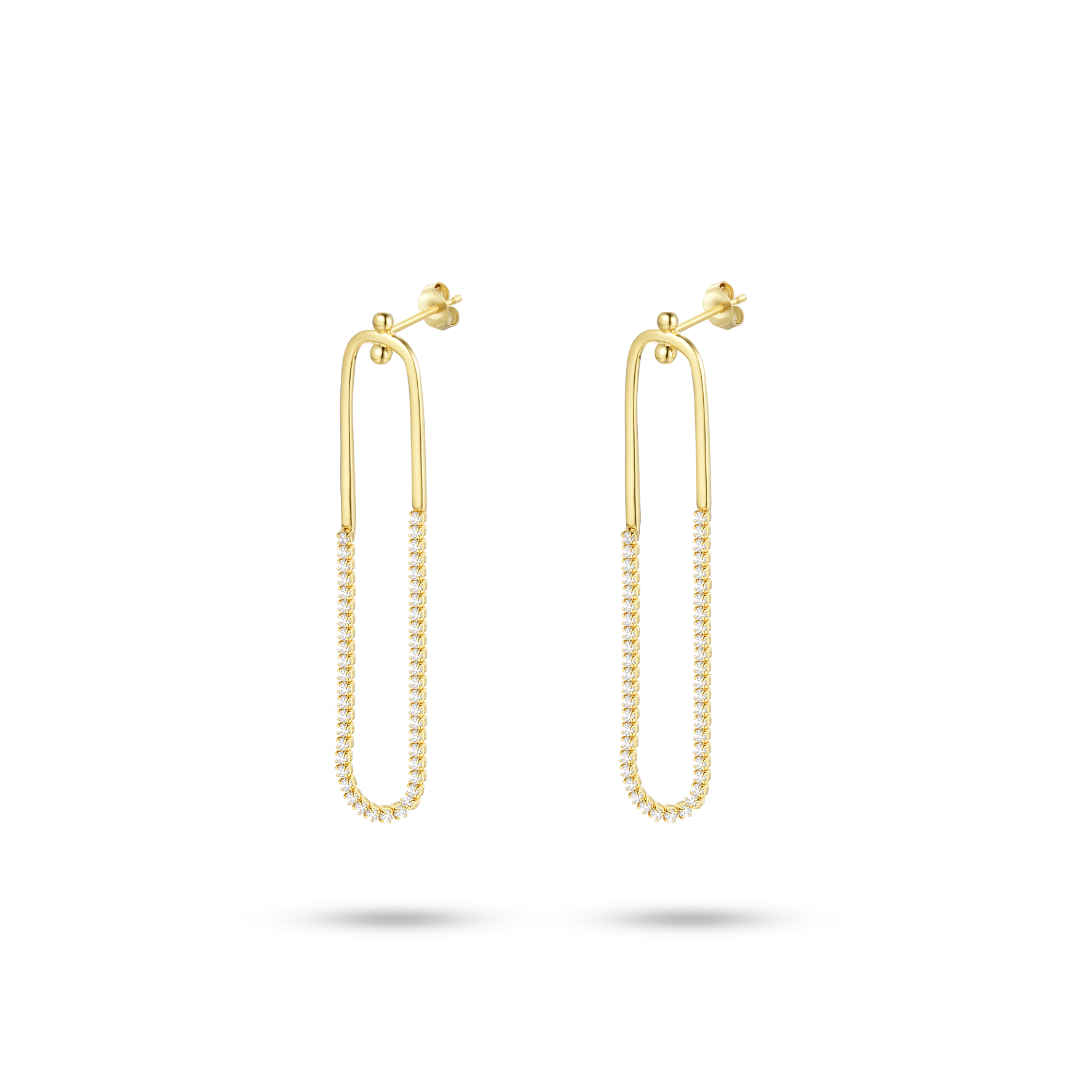 Boucles d'oreilles en Argent 925 doré Or jaune 18k assemblées d'oxyde de zirconium blanc - Maison Di Giorgio
