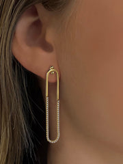 Boucles d'oreilles en Argent 925 doré Or jaune 18k assemblées d'oxyde de zirconium blanc - Maison Di Giorgio