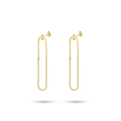 Boucles d'oreilles en Argent 925 doré Or jaune 18k assemblées d'oxyde de zirconium blanc - Maison Di Giorgio
