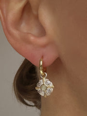 Boucles d'oreilles en Argent 925 partiellement doré Or jaune 18k assemblées de Quartz vert - Maison Di Giorgio
