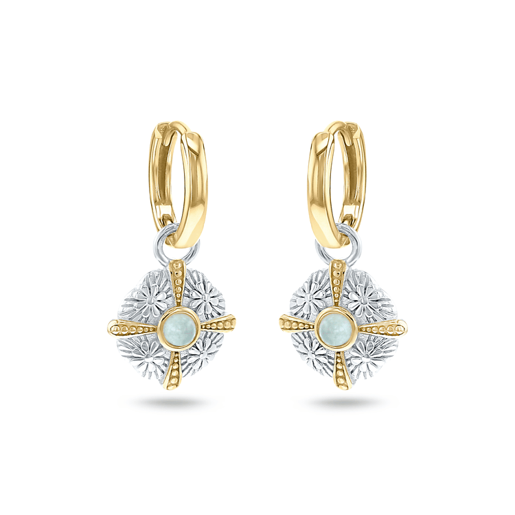 Boucles d'oreilles en Argent 925 partiellement doré Or jaune 18k assemblées de Quartz vert - Maison Di Giorgio