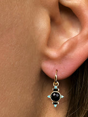 Boucles d'oreilles en Argent 925 doré Or jaune 18k assemblées de Onyx noir et Turquoise - Maison Di Giorgio