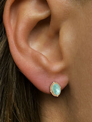 Boucles d'oreilles en Argent 925 doré Or jaune 18k assemblées de Amazonite - Maison Di Giorgio