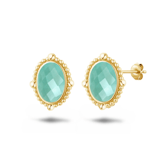 Boucles d'oreilles en Argent 925 doré Or jaune 18k assemblées de Amazonite - Maison Di Giorgio