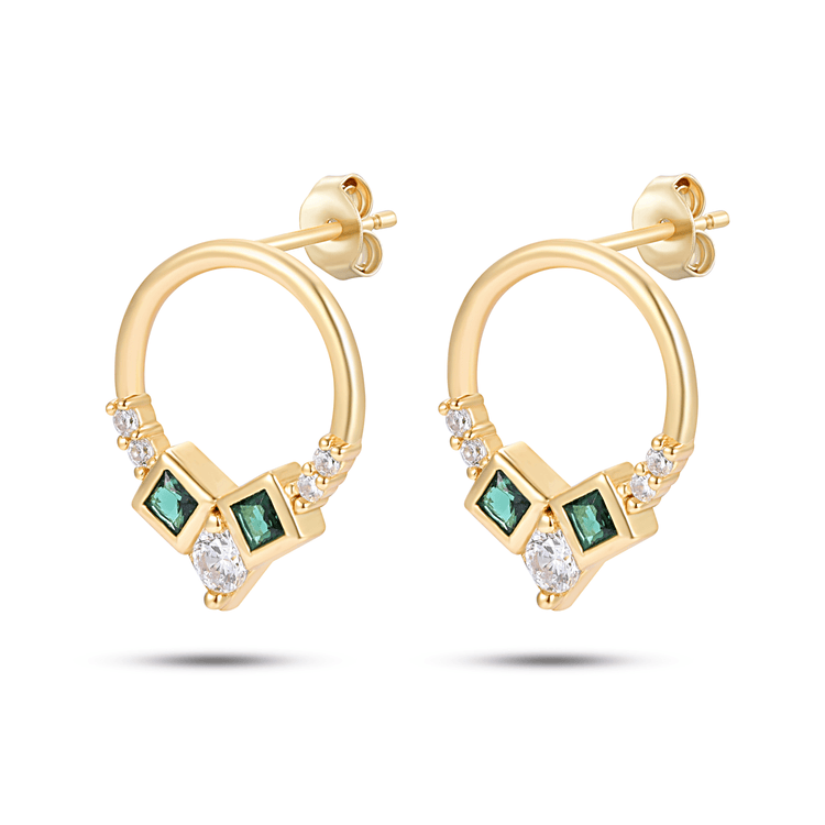 Boucles d'oreilles en Argent 925 doré Or jaune 18k assemblées d'Oxyde de zirconium - Maison Di Giorgio