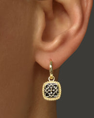 Boucles d'oreilles en Argent 925 doré Or jaune 18k assemblé d'Émail noir - Maison Di Giorgio