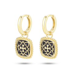 Boucles d'oreilles en Argent 925 doré Or jaune 18k assemblé d'Émail noir - Maison Di Giorgio