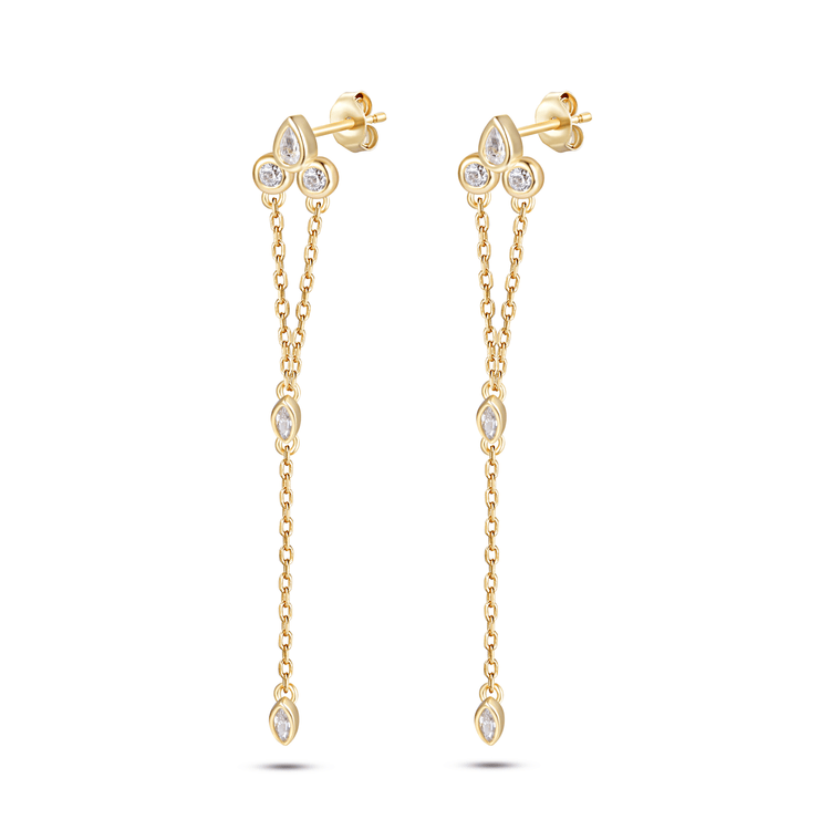 Boucles d'oreilles en Argent 925 doré Or jaune 18k assemblées d'Oxyde de zirconium - Maison Di Giorgio