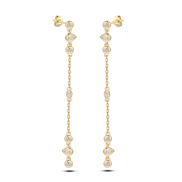 Boucles d'oreilles en Argent 925 doré Or jaune 18k assemblées d'Oxyde de zirconium - Maison Di Giorgio