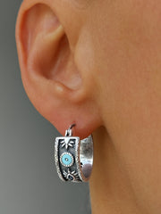 Boucles d'oreilles en Argent 925 oxydé assemblées de Turquoise - Maison Di Giorgio