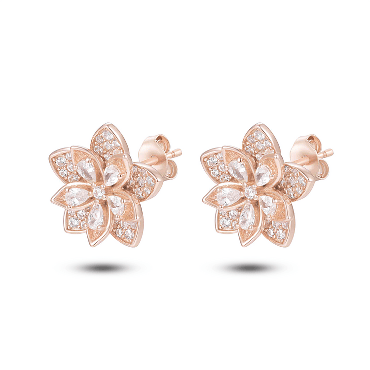 Boucles d'oreilles en Argent 925 doré Or rose 18k assemblée d'Oxyde de zirconium - Maison Di Giorgio