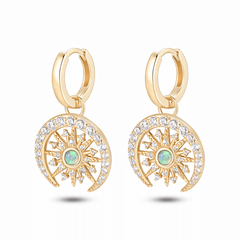 Boucles d'oreilles en Argent 925 doré Or jaune 18k assemblées d'Opale verte - Maison Di Giorgio