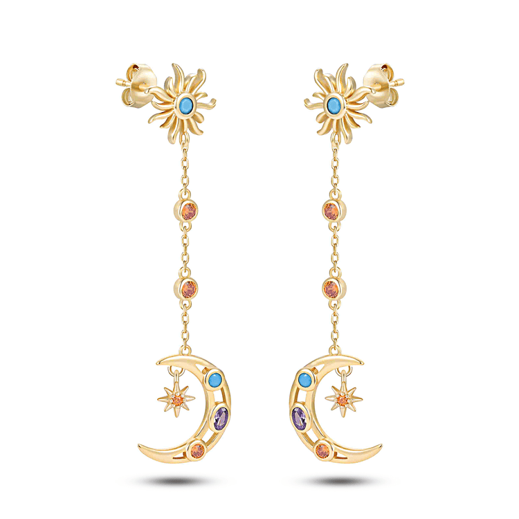 Boucles d'oreilles en Argent 925 doré Or jaune 18k assemblée d'Oxyde de zirconium - Maison Di Giorgio