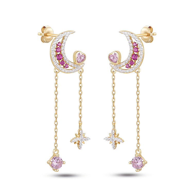 Boucles d'oreilles en Argent 925 doré Or jaune 18k assemblées d'Oxyde de zirconium - Maison Di Giorgio