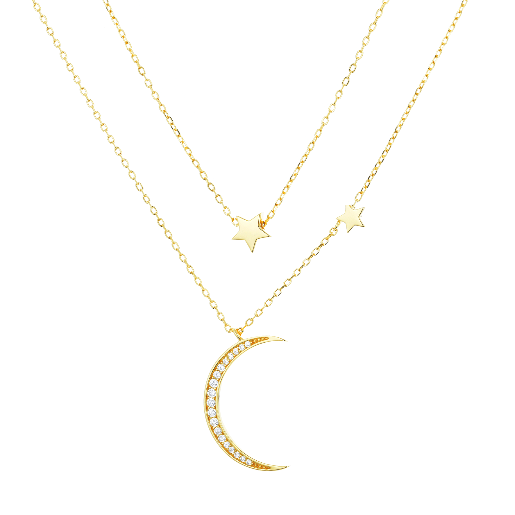 Collier en Argent 925 doré Or jaune 18k assemblé d'Oxyde de zirconium - Maison Di Giorgio