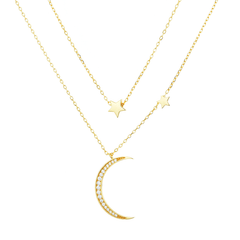 Collier en Argent 925 doré Or jaune 18k assemblé d'Oxyde de zirconium - Maison Di Giorgio