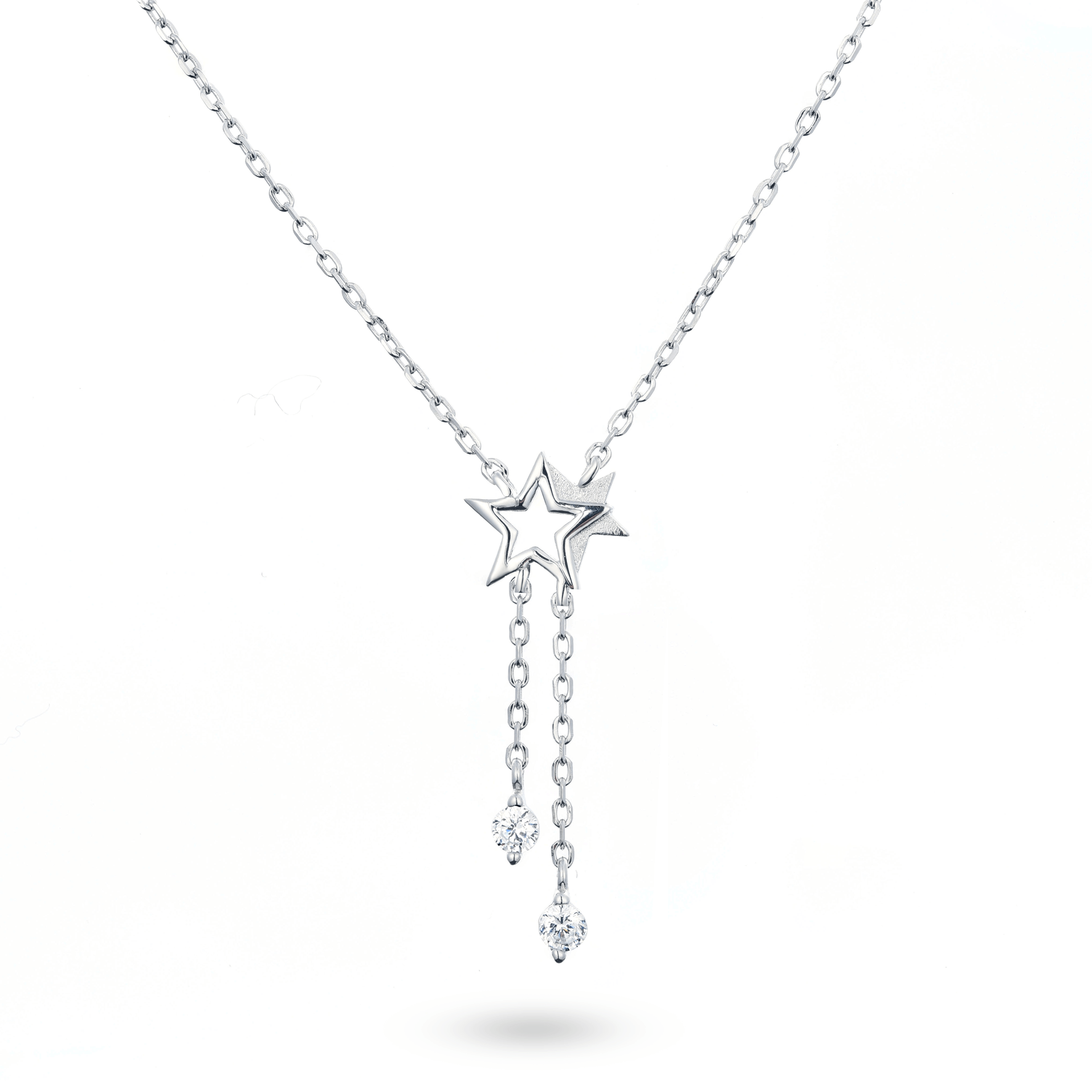 Collier en Argent 925 plaqué Rhodium assemblé d'Oxyde de zirconium - Maison Di Giorgio