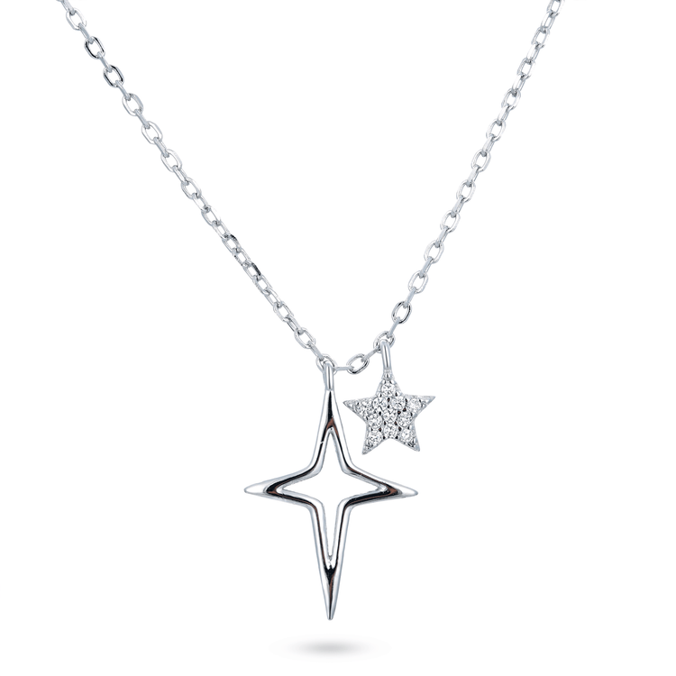 Collier en Argent 925 plaqué Rhodium assemblé d'Oxyde de zirconium blanc - Maison Di Giorgio