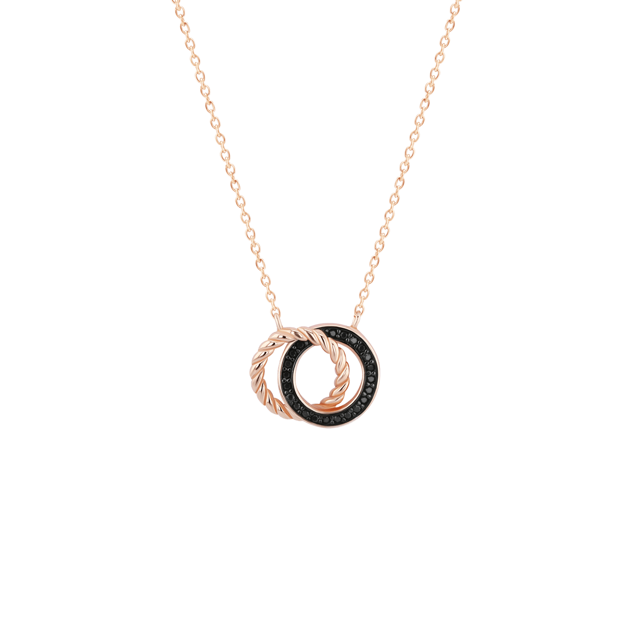 Collier en Argent 925 doré Or rose 18k assemblé d'Oxyde de zirconium noir - Maison Di Giorgio