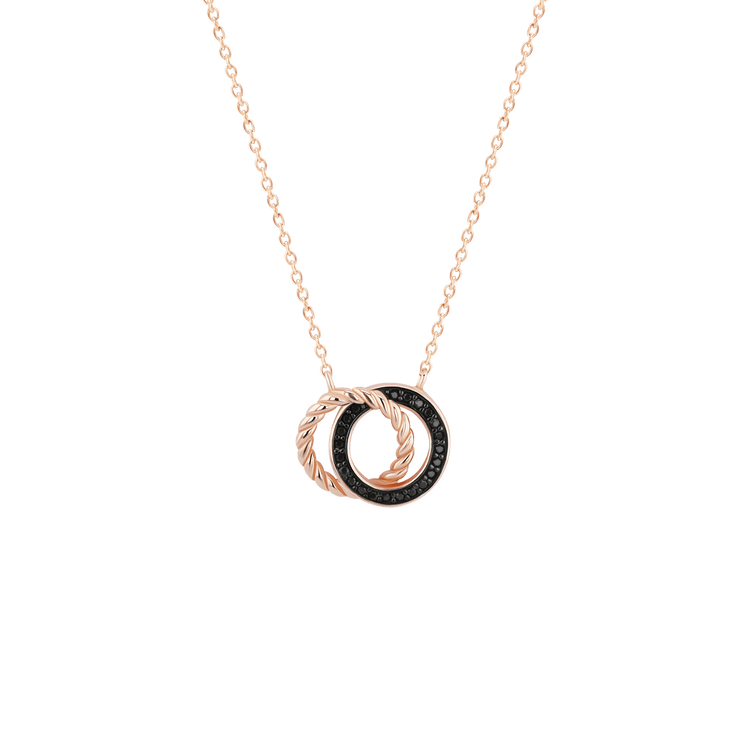 Collier en Argent 925 doré Or rose 18k assemblé d'Oxyde de zirconium noir - Maison Di Giorgio