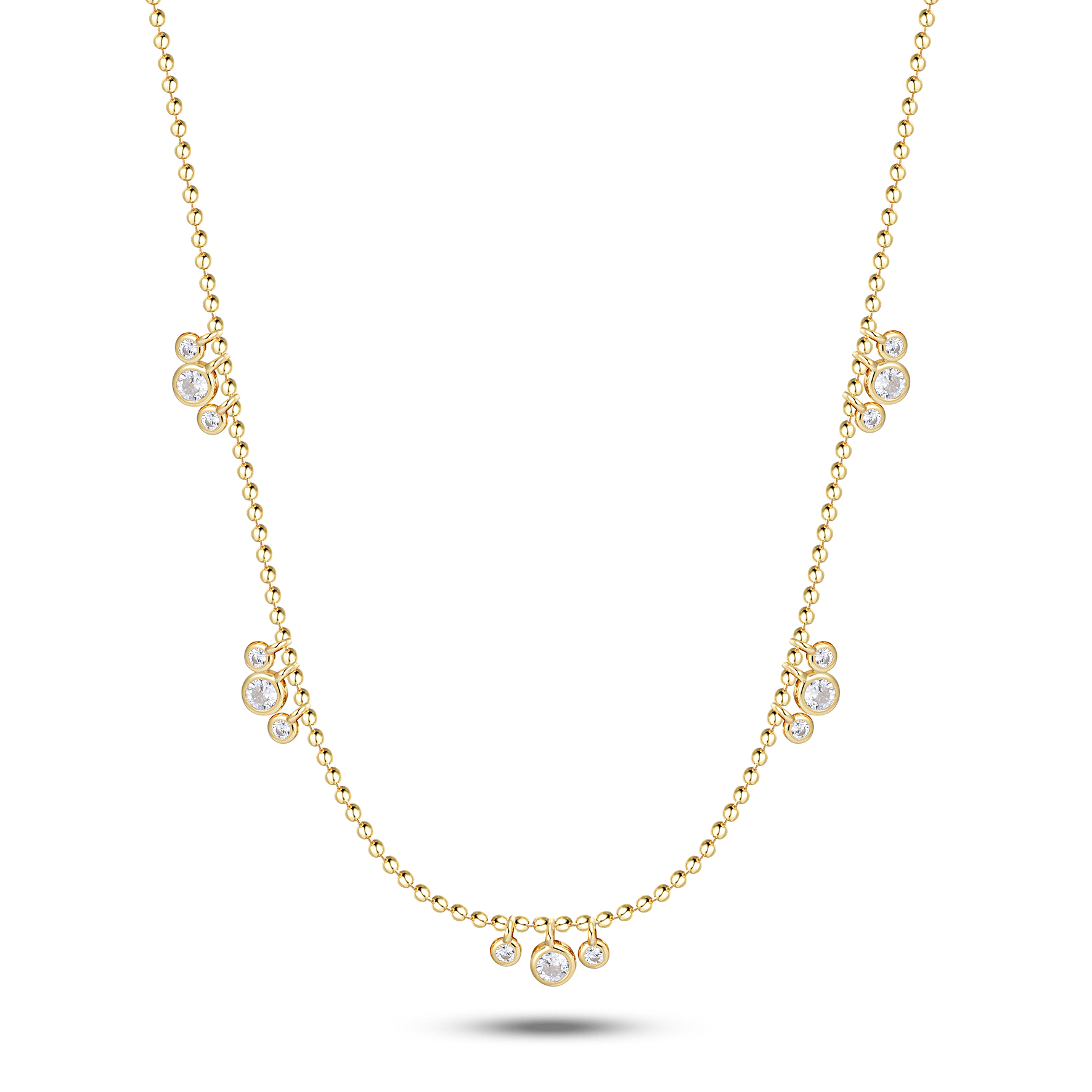 Collier en Argent 925 doré Or jaune 18k assemblé d'Oxyde de zirconium blanc - Maison Di Giorgio