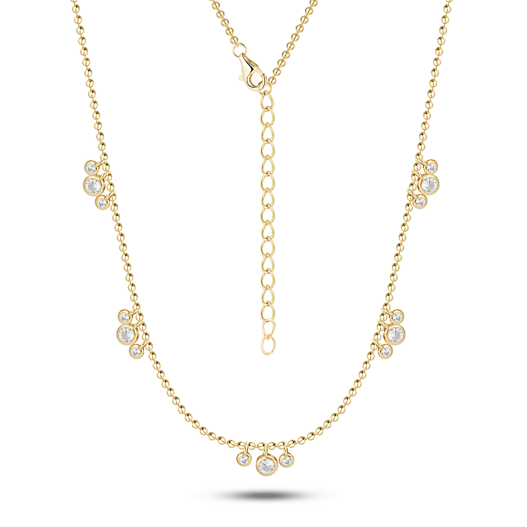 Collier en Argent 925 doré Or jaune 18k assemblé d'Oxyde de zirconium blanc - Maison Di Giorgio