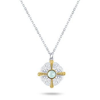 Collier en Argent 925 partiellement doré Or jaune 18k assemblé de Quartz vert clair - Maison Di Giorgio