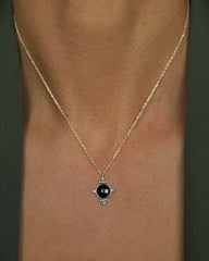 Collier en argent 925 doré Or jaune 18k assemblé d'onyx noir et Turquoise - Maison Di Giorgio