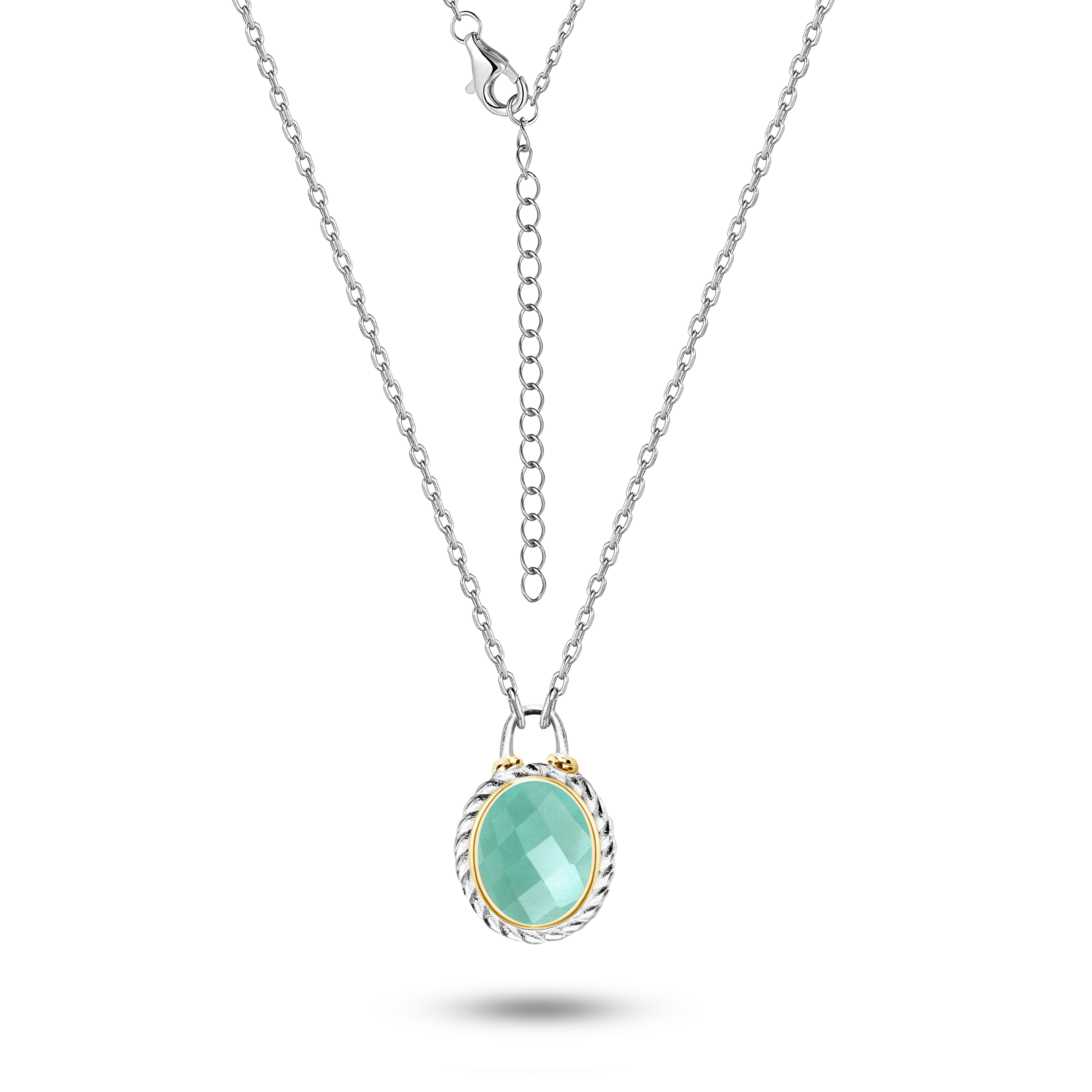 Collier en Argent 925 partiellement doré Or jaune 18k assemblé d'Amazonite - Maison Di Giorgio