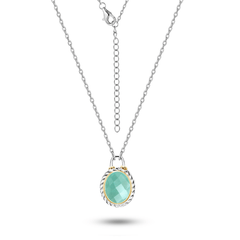 Collier en Argent 925 partiellement doré Or jaune 18k assemblé d'Amazonite - Maison Di Giorgio