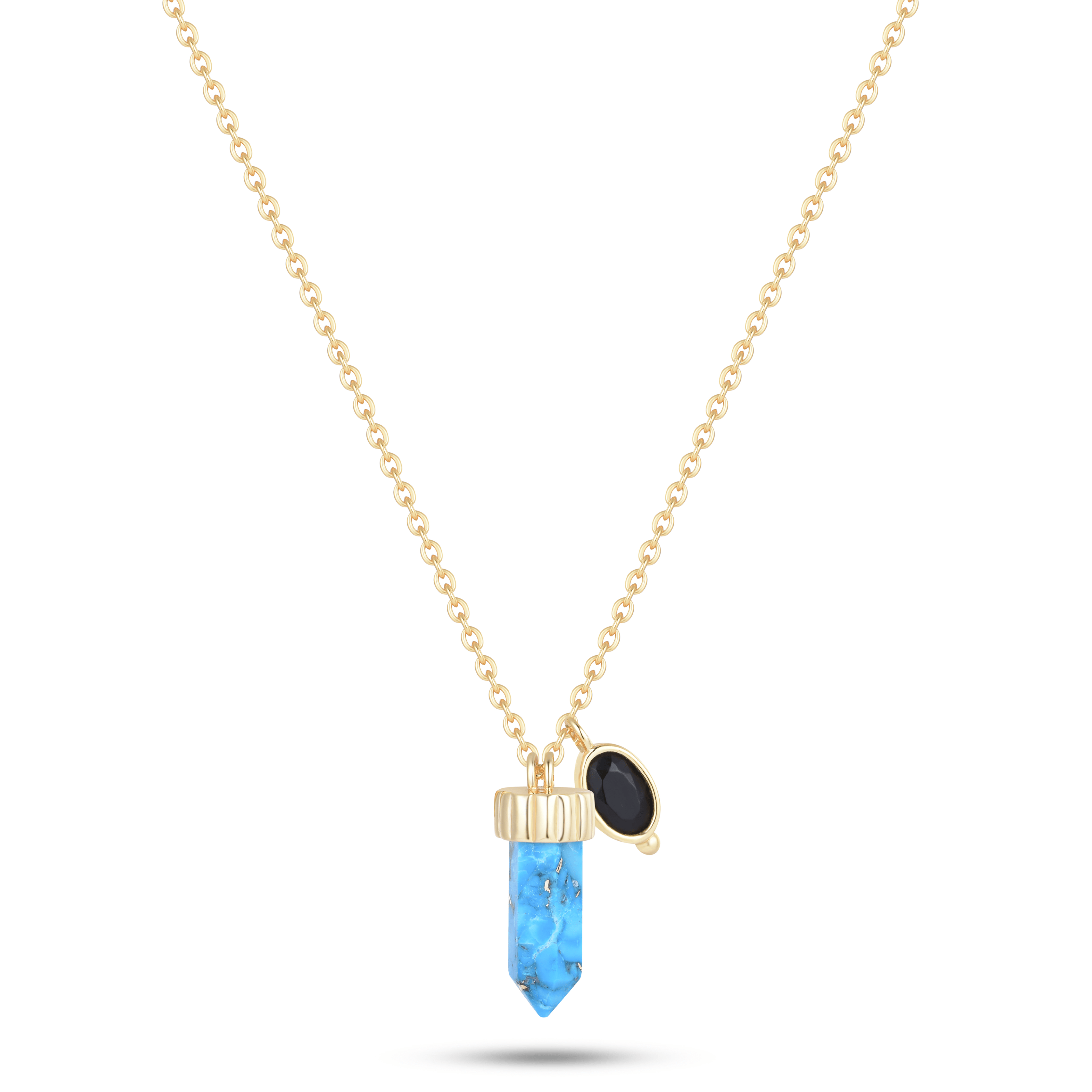 Collier en Argent 925 doré Or jaune 18k assemblé de Turquoise - Maison Di Giorgio