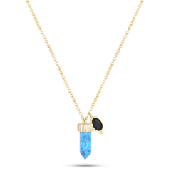 Collier en Argent 925 doré Or jaune 18k assemblé de Turquoise - Maison Di Giorgio