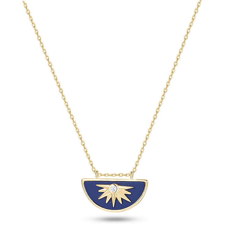 Collier en Argent 925 doré Or jaune 18k assemblé de Lapis - lazuli - Maison Di Giorgio