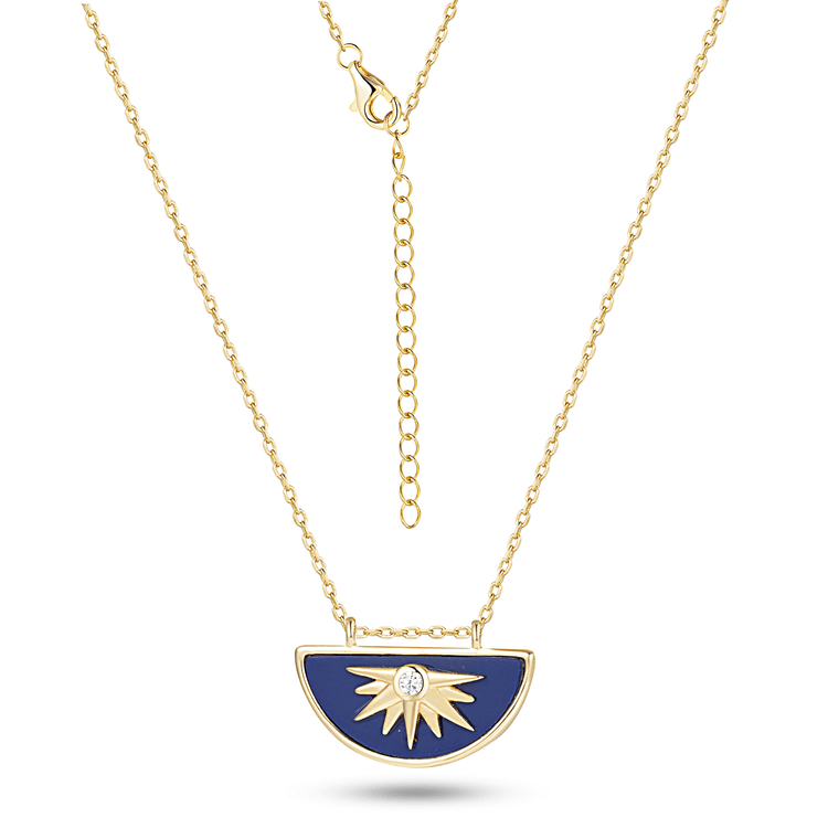 Collier en Argent 925 doré Or jaune 18k assemblé de Lapis - lazuli - Maison Di Giorgio