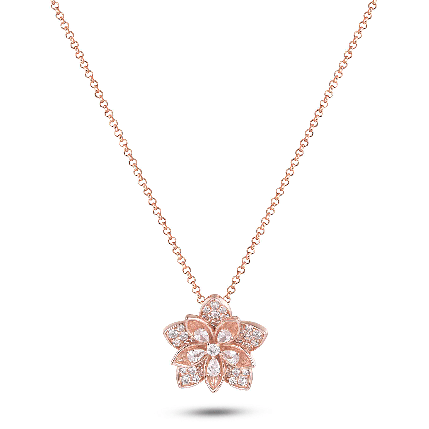 Collier en Argent 925 doré Or rose 18k assemblée d'Oxyde de zirconium - Maison Di Giorgio