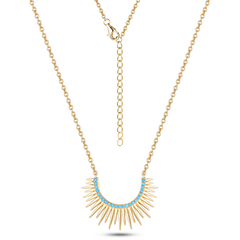 Collier en Argent 925 doré Or jaune 18k assemblé de Turquoise - Maison Di Giorgio