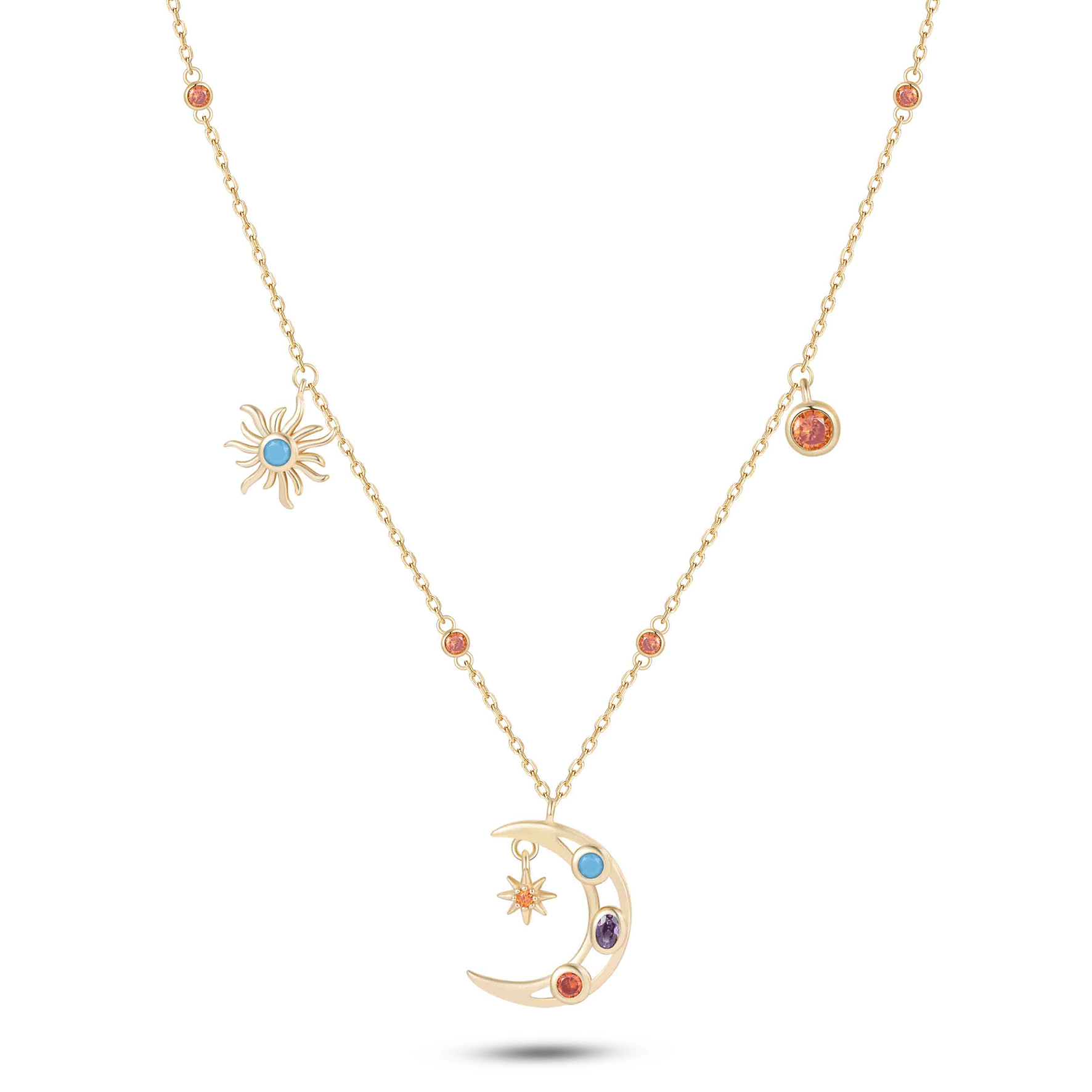 Collier en Argent 925 doré Or jaune 18k assemblée d'Oxyde de zirconium - Maison Di Giorgio