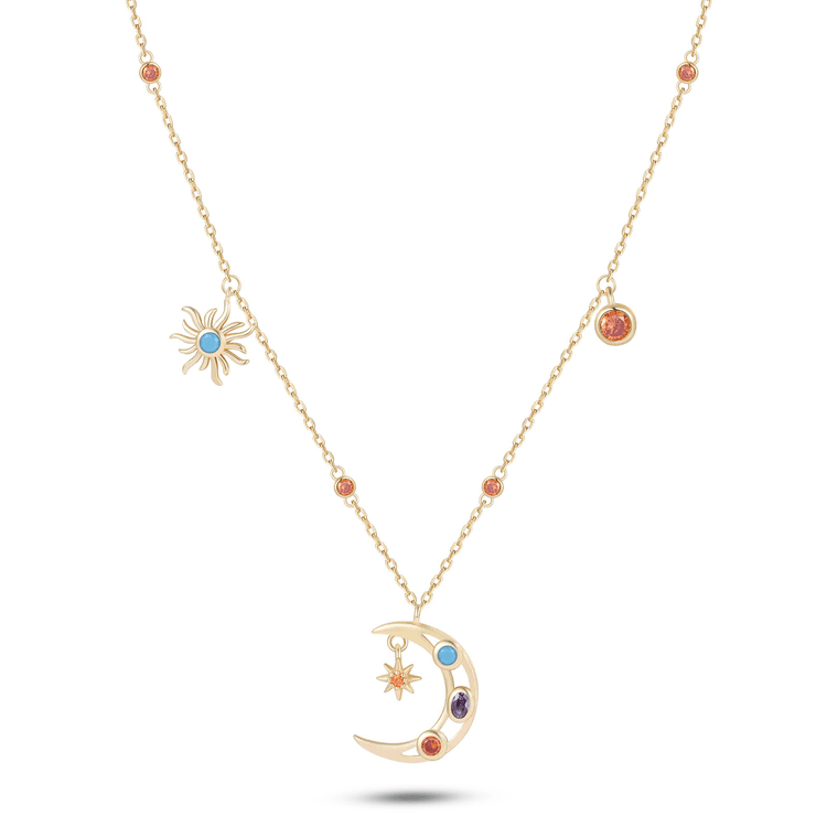 Collier en Argent 925 doré Or jaune 18k assemblée d'Oxyde de zirconium - Maison Di Giorgio