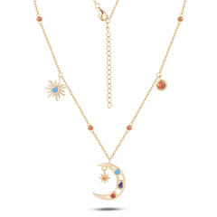 Collier en Argent 925 doré Or jaune 18k assemblée d'Oxyde de zirconium - Maison Di Giorgio