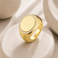 Bague - Argent 925 doré Or jaune 18k, Oxyde de zirconium - Maison Di Giorgio