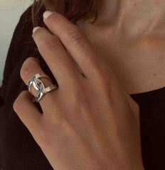 Bague en Argent 925 plaqué Rhodium assemblée d'oxyde de zirconium - Maison Di Giorgio